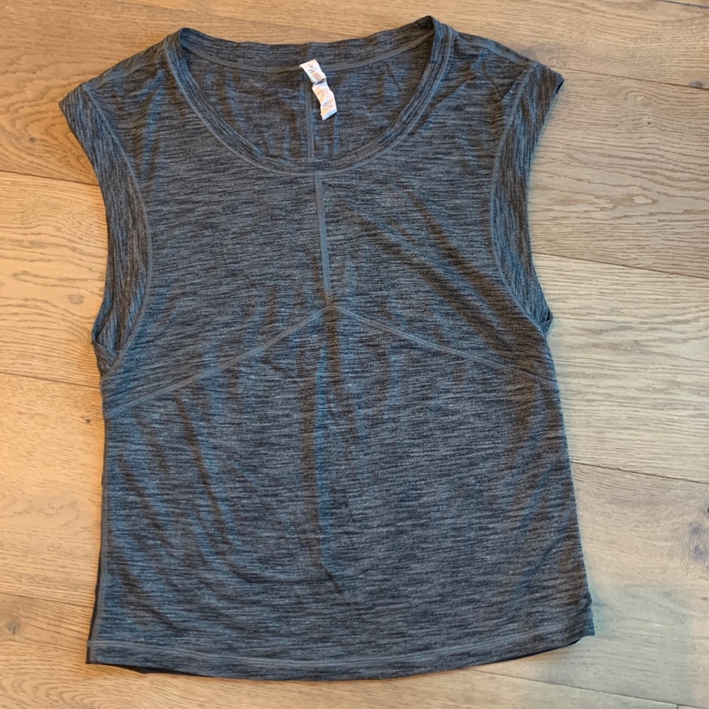 Lululemon Heathered Black Cap Sleeve Tee